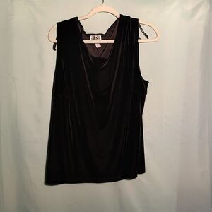 Vintage JBS Sleeveless Black Velvet Top with Cowl Neck – Elegant Party Blouse